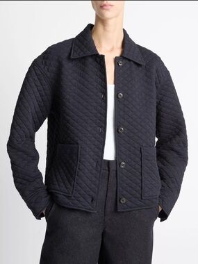 J. Crew Quilted Navy Button-Front Pea Coat